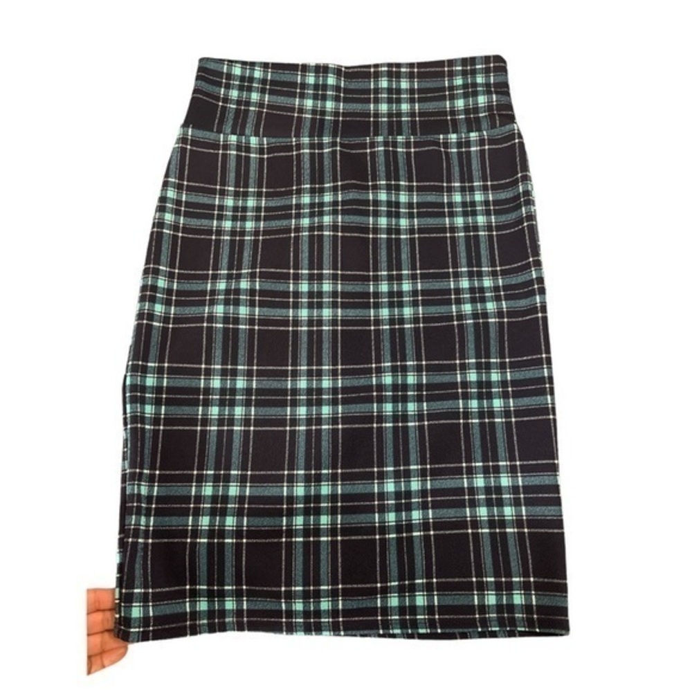 Lularoe Teal Black Plaid Pencil Cassie Skirt EUC Size Med #0541